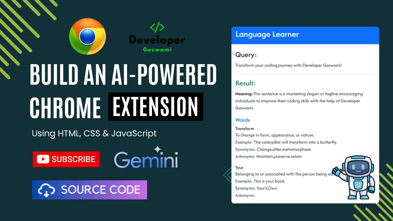 AI-Powered Chrome Extension | Step-by-Step Guide with Source Code